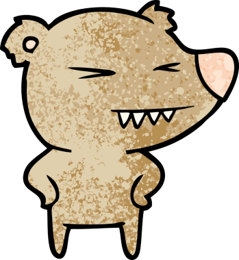 Bir insan tarafından çizilmiş kalçalı kızgın ayı çizgi filmi.