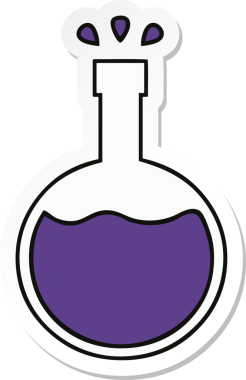 Bir insan tarafından çizilmiş şirin bir karikatür bilim deneyinin çıkartması.