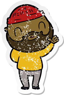 Bir insan tarafından çizilmiş sakallı bir adamın sıkıntılı çıkartması.