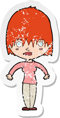 Bir insan tarafından çizilmiş karikatür kadın etiketi.