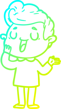 Bir insan tarafından çizilmiş mutlu bir çizgi film karakteri çizimi.