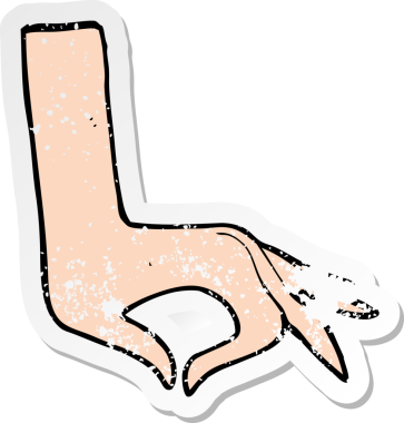 Bir insan tarafından çizilmiş karikatür el sembolünün gerilimli yapıştırması.