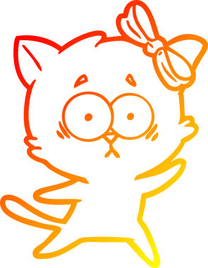 Bir insan tarafından çizilmiş çizgi film kedisinin sıcak çizgi çizimi