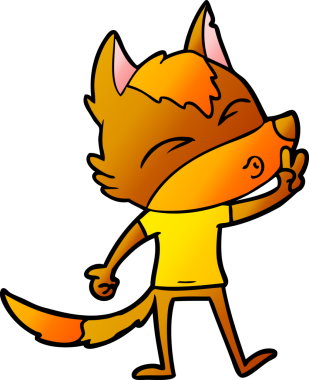 Bir insan tarafından çizilmiş tilki çizgi film karakteri