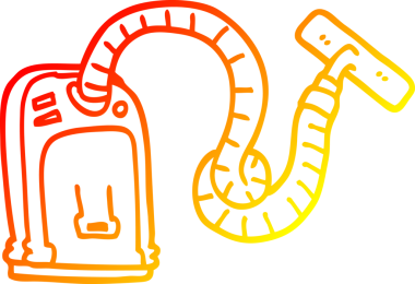 Bir insan tarafından çizilen çizgi film süpürgesinin sıcak gradyan çizgisi.