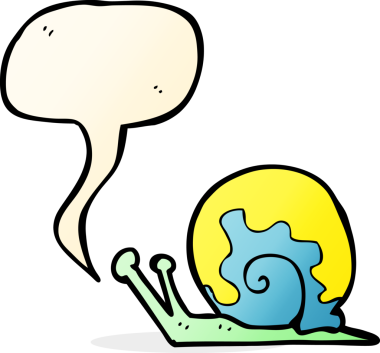 bir insan tarafından çizilmiş konuşma balonlu çizgi film salyangozu