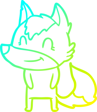 Bir insan tarafından çizilmiş dost canlısı bir kurt çizgi çizimi.