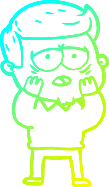 Bir insan tarafından çizilmiş, yorgun bir adamın soğuk çizgi çizimi.