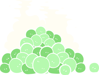 Bir insan tarafından çizilmiş bezelyelerin düz renk çizimi