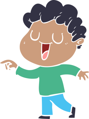 Bir insan tarafından çizilmiş düz renkli karikatür adam.