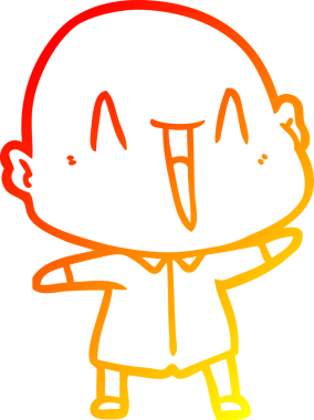 Bir insan tarafından çizilmiş mutlu, kel bir adamın sıcak çizgi çizimi.