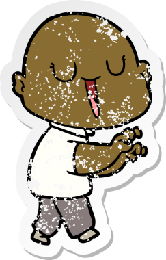 Bir insan tarafından çizilmiş mutlu, kel bir adamın sıkıntılı çıkartması.