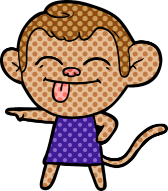 Bir insan tarafından çizilmiş komik çizgi film maymunu