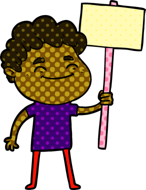 Bir insan tarafından çizilmiş çizgi film dostu bir adam.