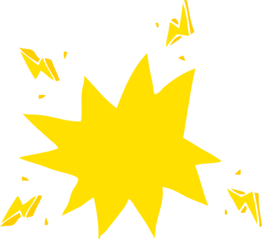 Bir insan tarafından çizilen elektrik kıvılcımlarının düz renk çizimi