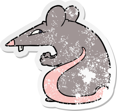 Bir insan tarafından çizilmiş sinsi bir farenin sıkıntılı çıkartması.