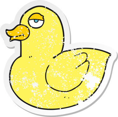 Bir insan tarafından çizilmiş bir ördeğin gerilmiş çıkartması.