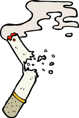 Bir insan tarafından çizilmiş kırık bir sigara.