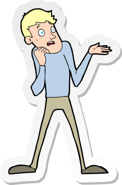 Bir insan tarafından çizilmiş gergin bir adamın çıkartması.