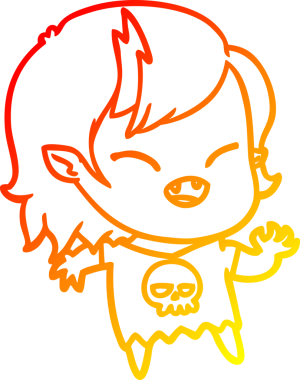 Bir insan tarafından çizilmiş gülen vampir kız çizgi filmi.