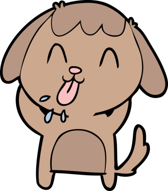 Bir insan tarafından çizilmiş şirin bir çizgi film köpeği.