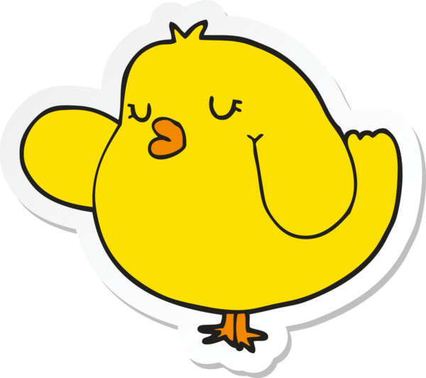 Bir insan tarafından çizilmiş çizgi film kuşunun çıkartması.