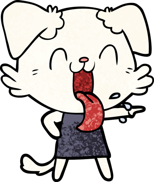 Bir insan tarafından çizilmiş, nefes nefese kalmış bir köpek.