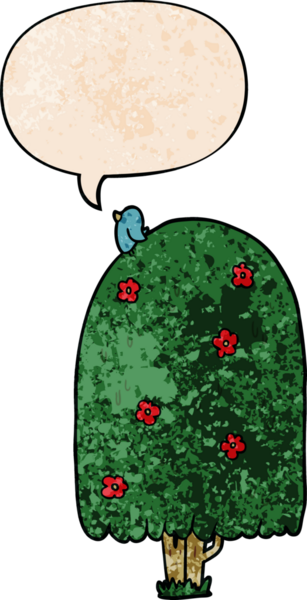 bir insan tarafından çizilmiş eski moda konuşma baloncuklu çizgi film uzun ağaç