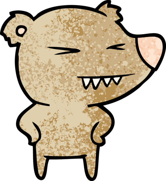 Bir insan tarafından çizilmiş kalçalı kızgın ayı çizgi filmi.