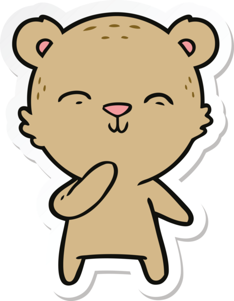 Bir insan tarafından çizilmiş mutlu çizgi film ayısının çıkartması.