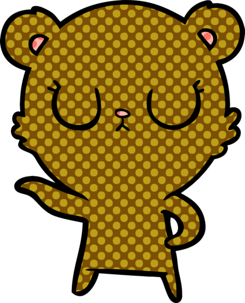 Bir insan tarafından çizilmiş barışçıl çizgi film ayısı.