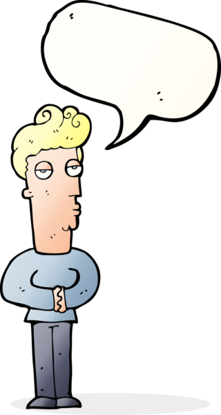 Bir insan tarafından çizilmiş konuşma balonu olan kibirli bir adam.