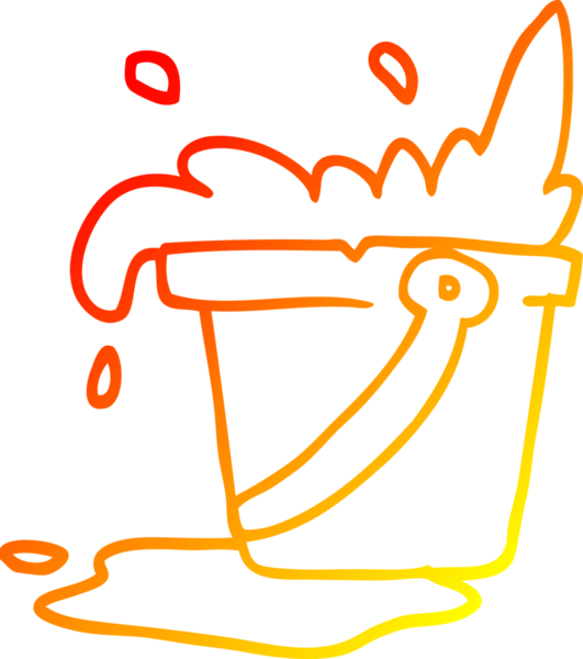 Bir insan tarafından çizilmiş bir kova suyun sıcak gradyan çizgisi