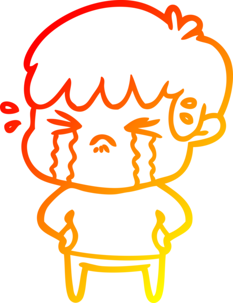 Bir insan tarafından çizilmiş, ağlayan bir çizgi film çocuğu çizimi.