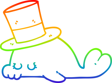 Gökkuşağı gradyan çizgisi bir insan tarafından çizilmiş şirin bir yunus çizgi