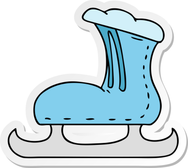 Bir insan tarafından çizilmiş bir buz pateni botunun el çizimi karikatürü.