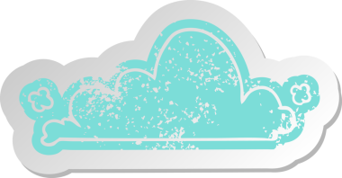 Bir insan tarafından çizilmiş beyaz bir bulutun eski bir karikatür çıkartması.