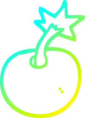 Bir insan tarafından çizilmiş yuvarlak çizgi film bombasının soğuk gradyan çizgisi.