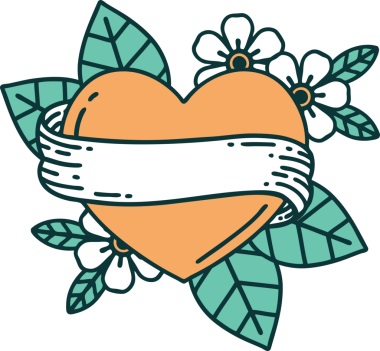 Bir insan tarafından çizilmiş kalp ve bayrağın ikonik dövme şekli