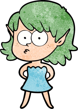 Bir insan tarafından çizilmiş karikatür elf kızı.