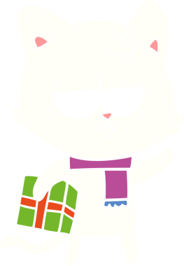 Sıkıcı düz renkli çizgi film kedisi bir insan tarafından çizildi