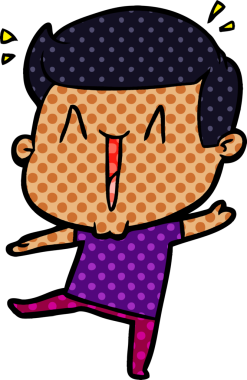 Bir insan tarafından çizilmiş heyecanlı bir çizgi film.