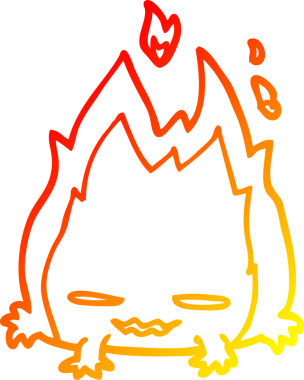 Bir insan tarafından çizilmiş karikatür ateş şeytanının sıcak çizgi çizimi