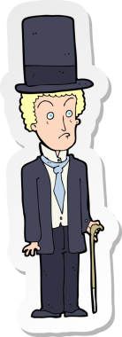 Bir insan tarafından çizilmiş silindir şapkalı bir adamın çıkartması.