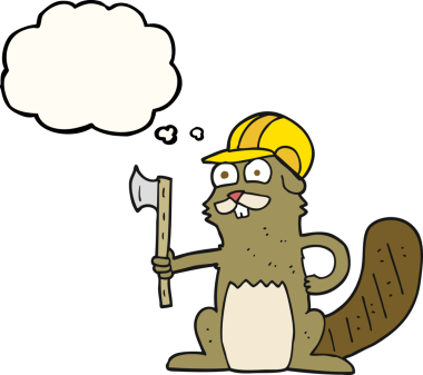 Bir insan tarafından çizilmiş serbest çizim balon karikatür kunduzu.