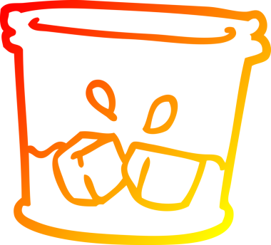 Bir insan tarafından çizilmiş cam bardak bardakta bir çizgi film çiziminin sıcak gradyanı.