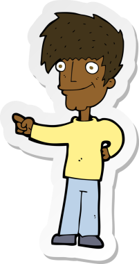 Bir insan tarafından çizilmiş bir karikatür adamın çıkartması.