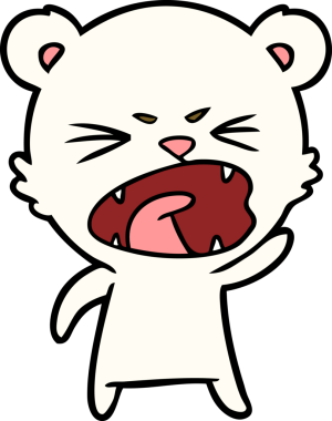 Bir insan tarafından çizilmiş kızgın kutup ayısı çizgi filmi.