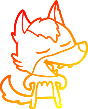 Bir insan tarafından çizilmiş gülen bir kurt çizgi çizimi.