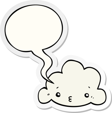 Bir insan tarafından çizilmiş balon çıkartmalı çizgi film bulutu.